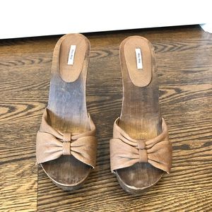 Miu Miu Leather and Wood Sandals